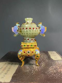 掐丝包金和田玉玉炉!请您鉴赏