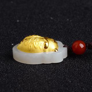 金镶玉和田玉金蝉项链女足金吊坠男金钱财运吉祥如意吊坠厂家直播